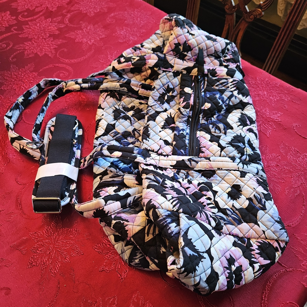 Vera Bradley Quilted Floral Satchel - Pink, Blue, Black